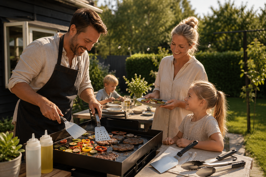 10-delars Grill set i Rostfritt Stål – Professionella BBQ-verktyg med Såsflaskor