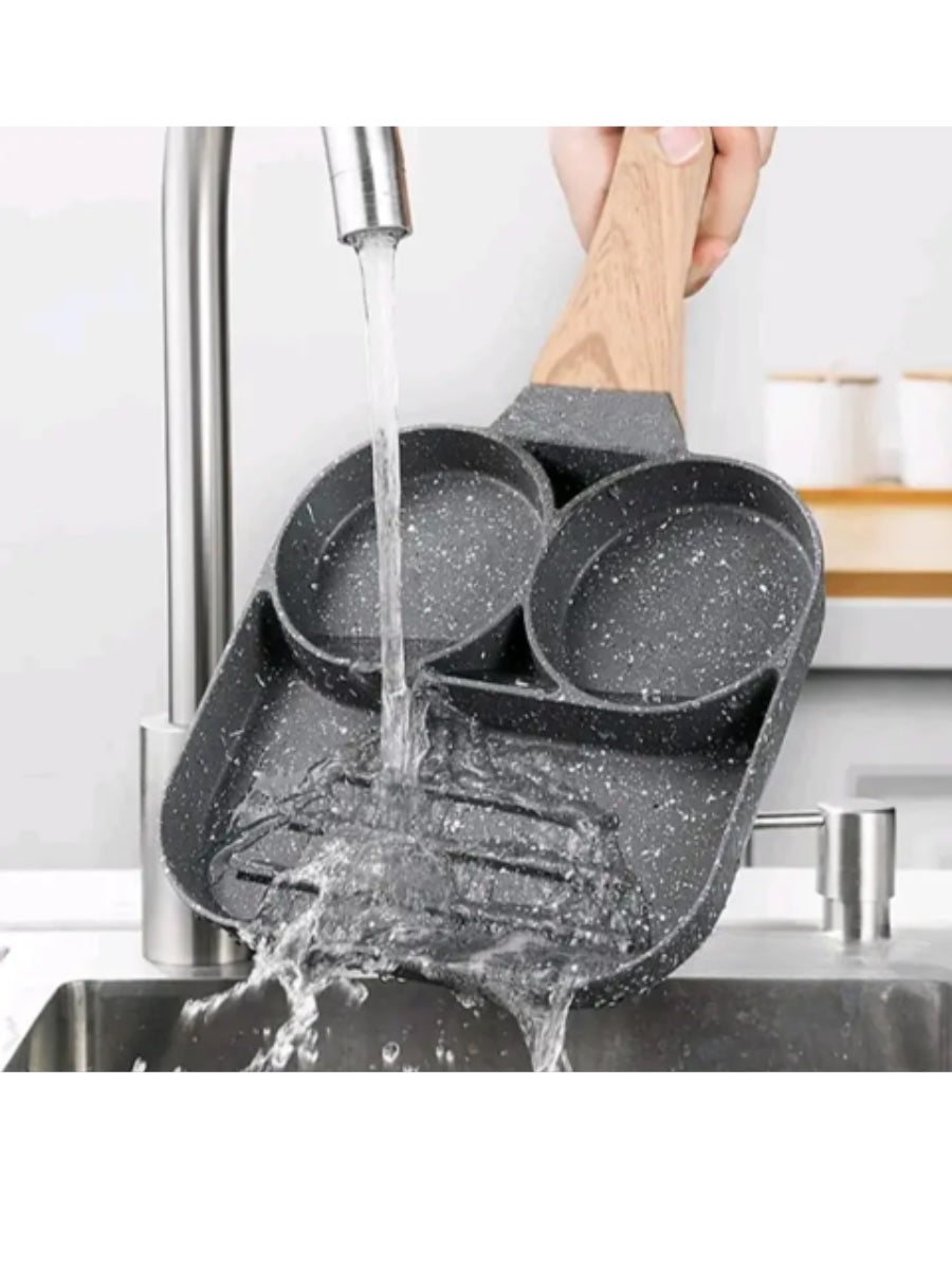Non-Stick Stekpanna 2/4 Fack – Multifunktionell Frukost panna för Alla Spisar