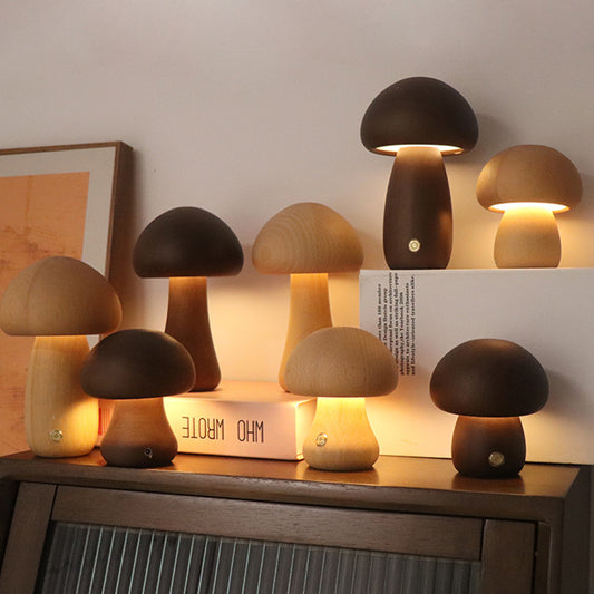 Träsvampslampa LED – Touchstyrd Nattlampa i Nordisk Design