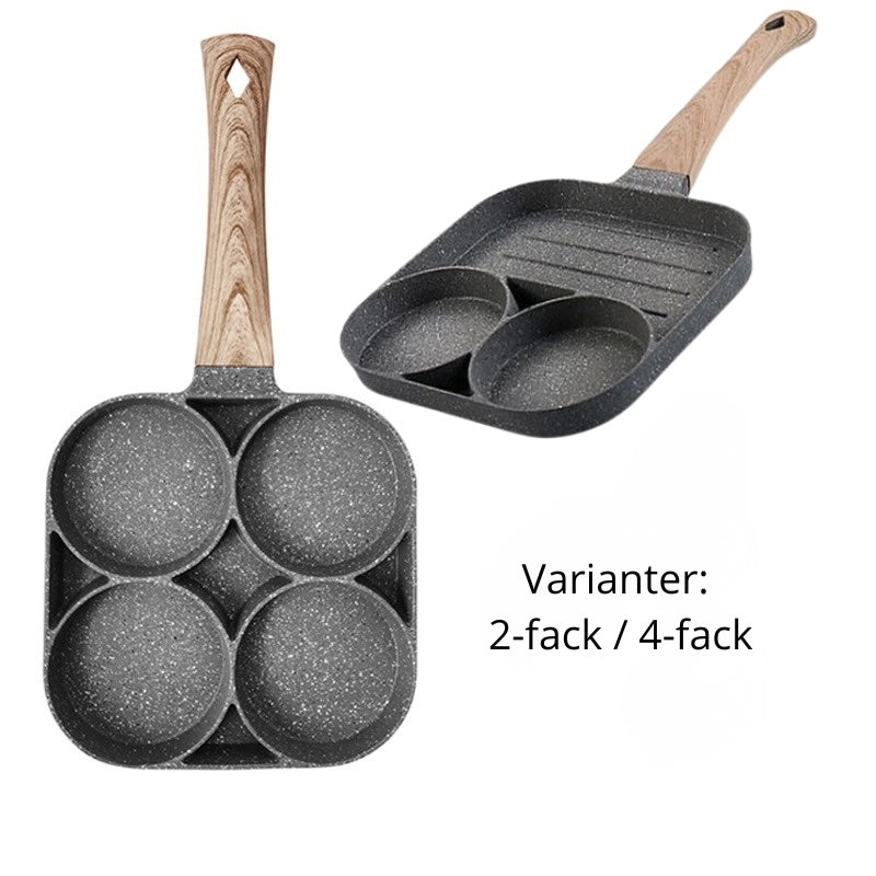 Non-Stick Stekpanna 2/4 Fack – Multifunktionell Frukost panna för Alla Spisar