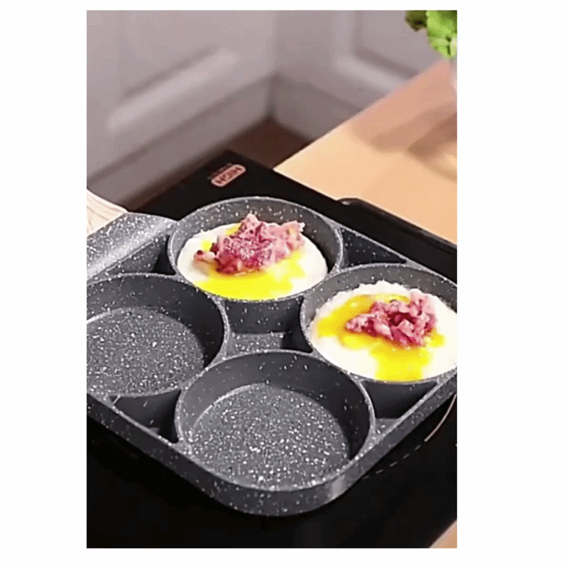 Non-stick stekpanna 2/4 fack – multifunktionell frukostpanna för alla spisar
